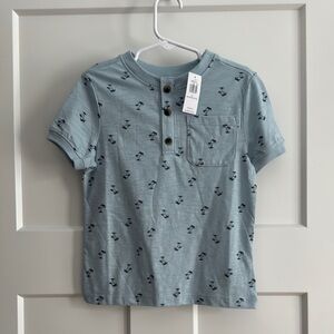 Old Navy Blue Button Down Shirt Musical Note Print